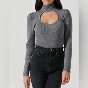 ASTR the Label Front Cutout Long Sleeve Sweater Bodysuit size Medium